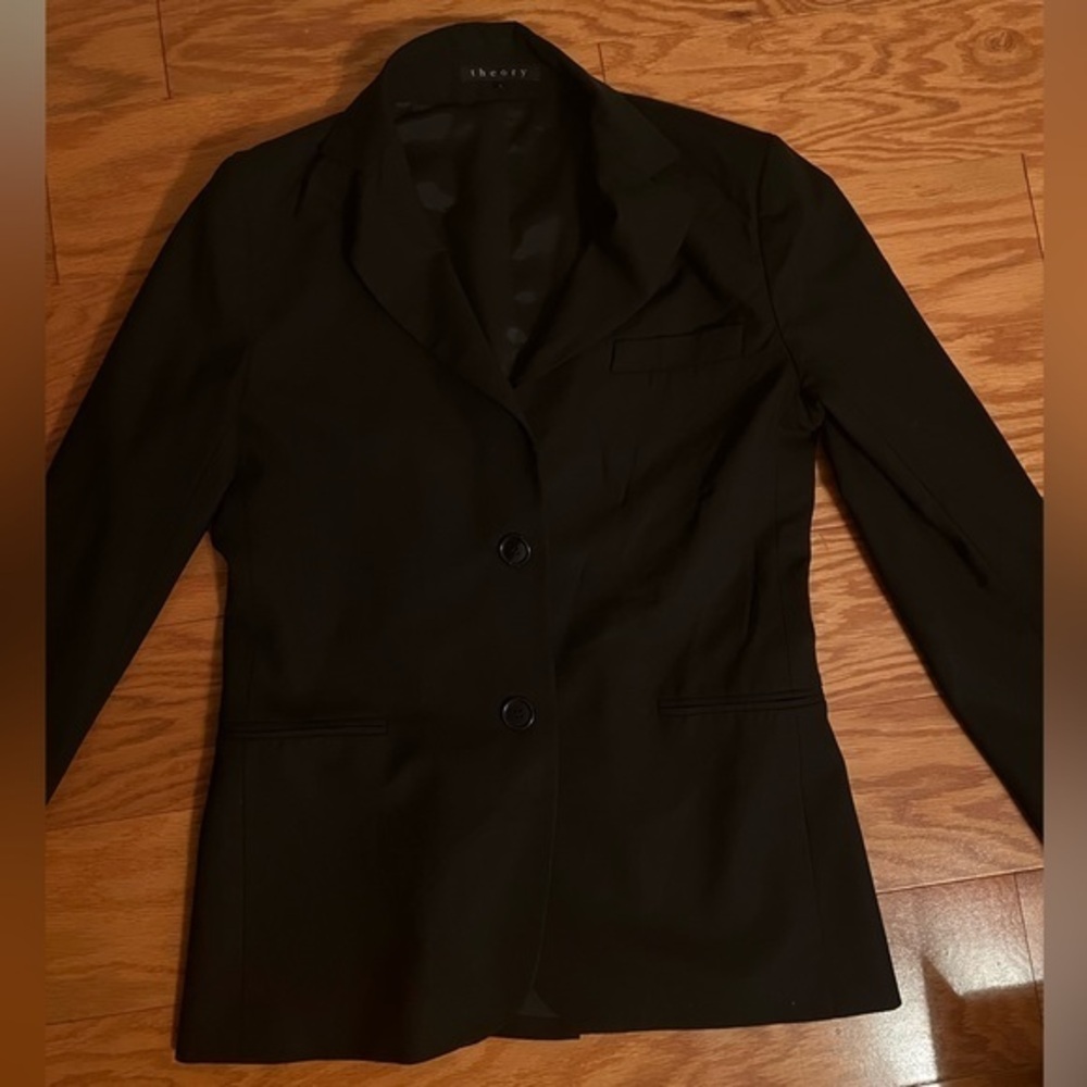 Theory 2 button wool blend blazer, size 8